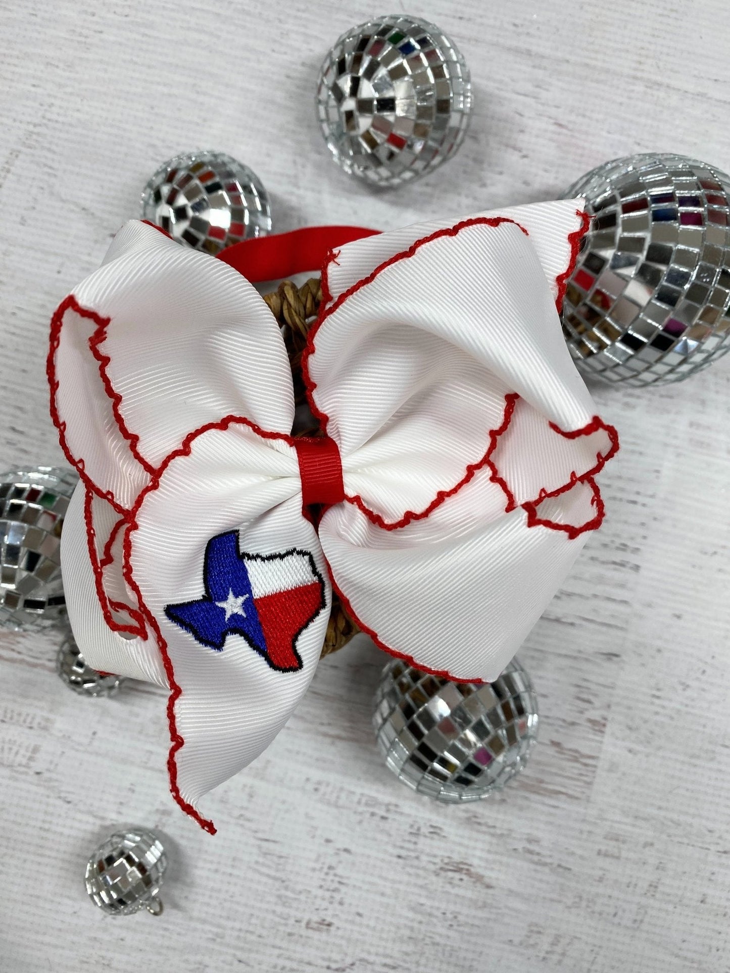 Texas Flag Moonstitch Hair Bow
