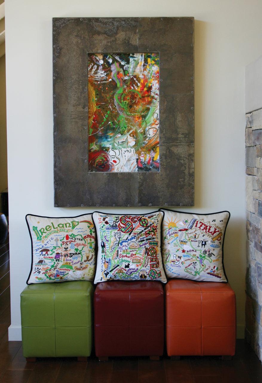 Texas Hand-Embroidered Pillow