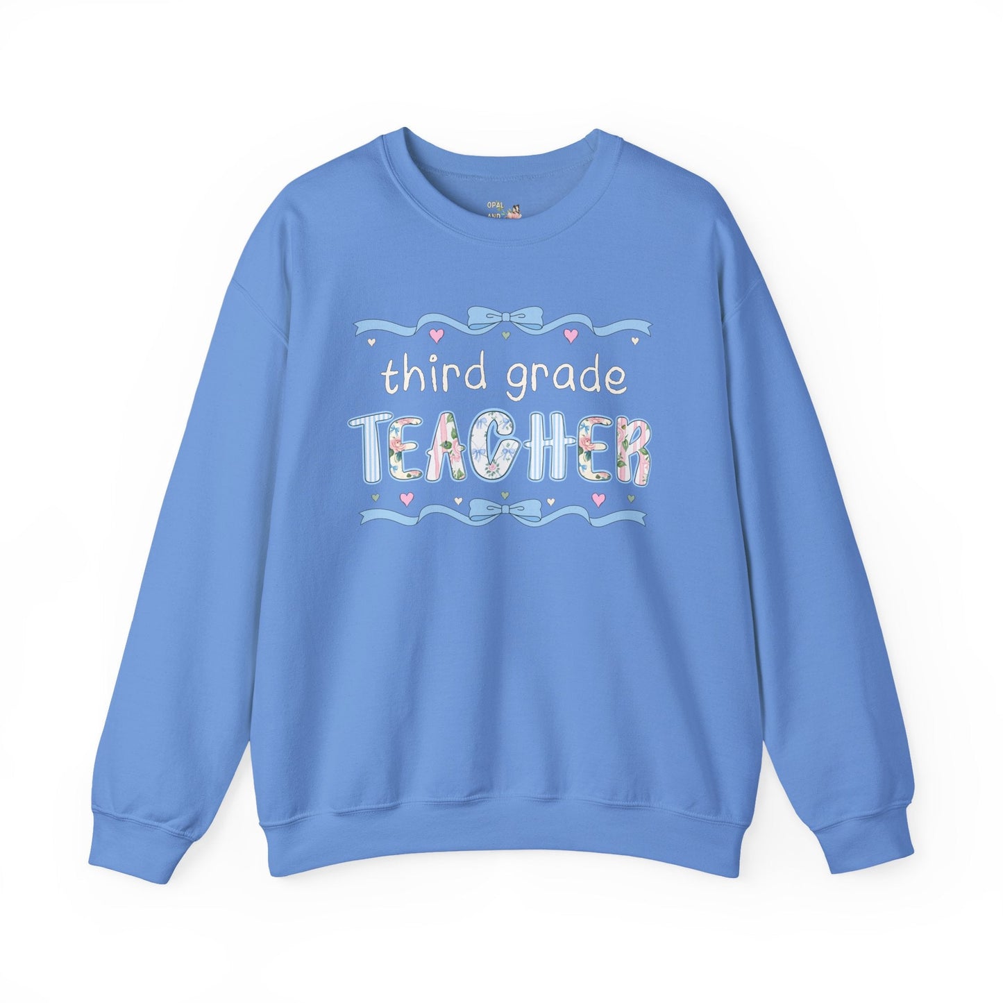 Third Grade Teacher Sweatshirt with Ribbon