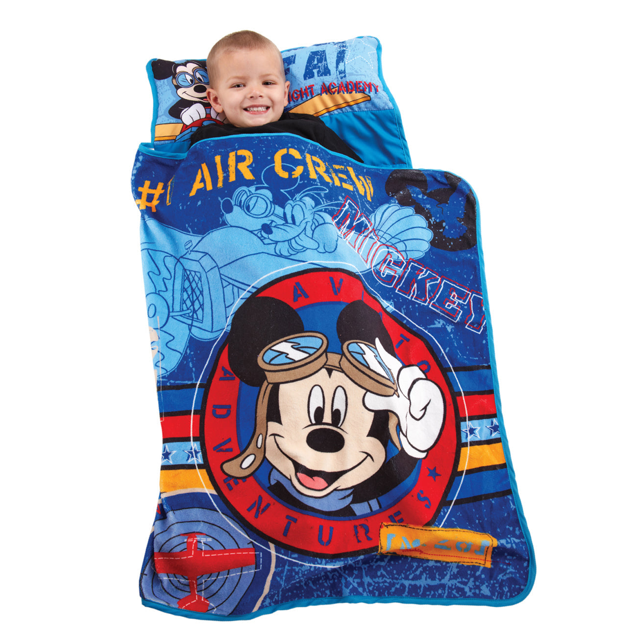 NoJo Disney Mickey Mouse Flight Academy Toddler Nap Mat in Blue and Red