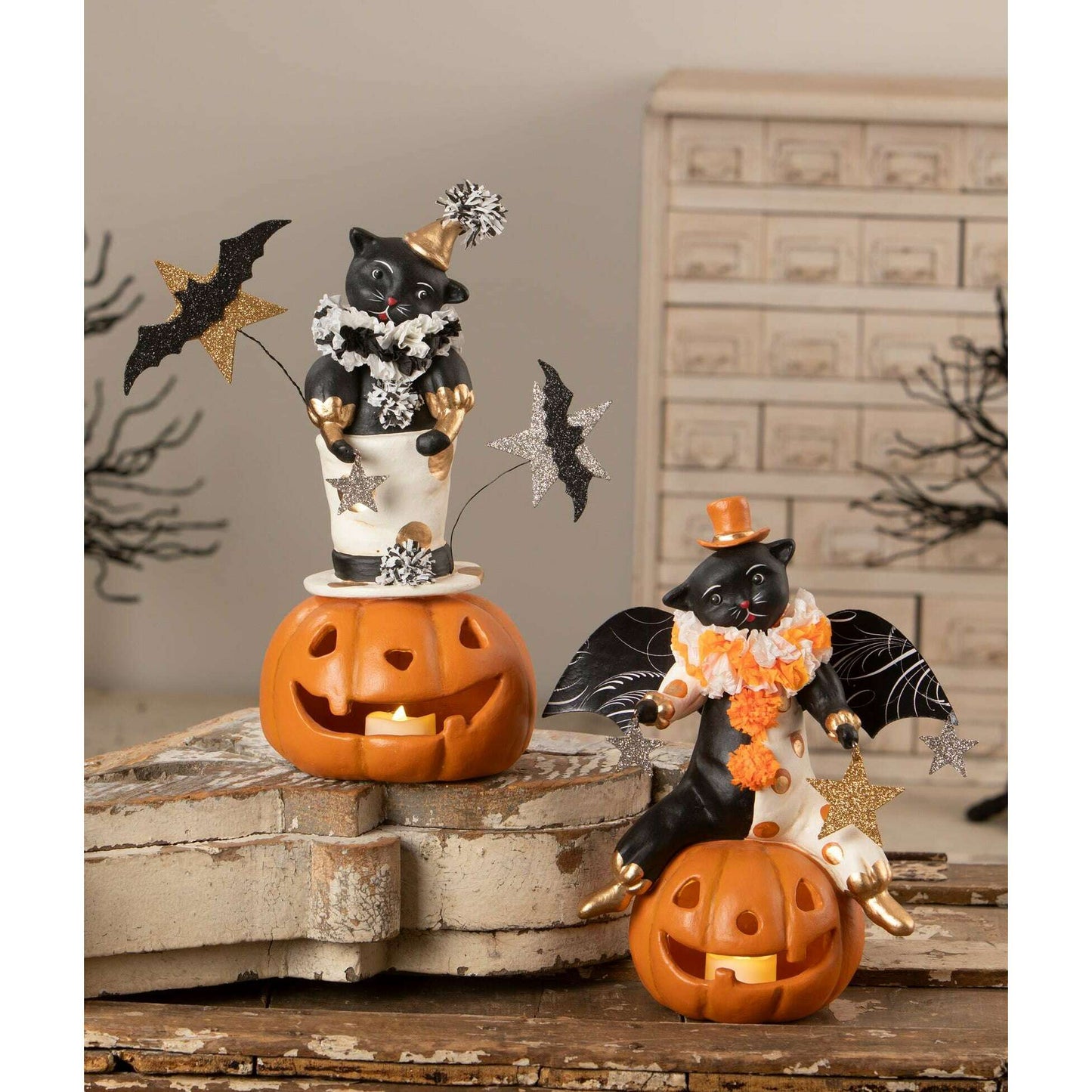 Top Hat Jack with Cat | Halloween Decor | Bethany Lowe