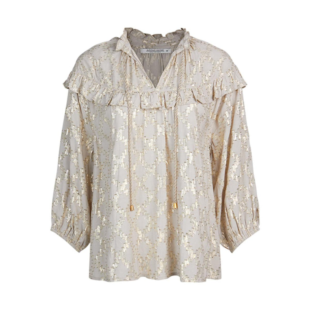 Top ruffle lurex jacquard - Beige