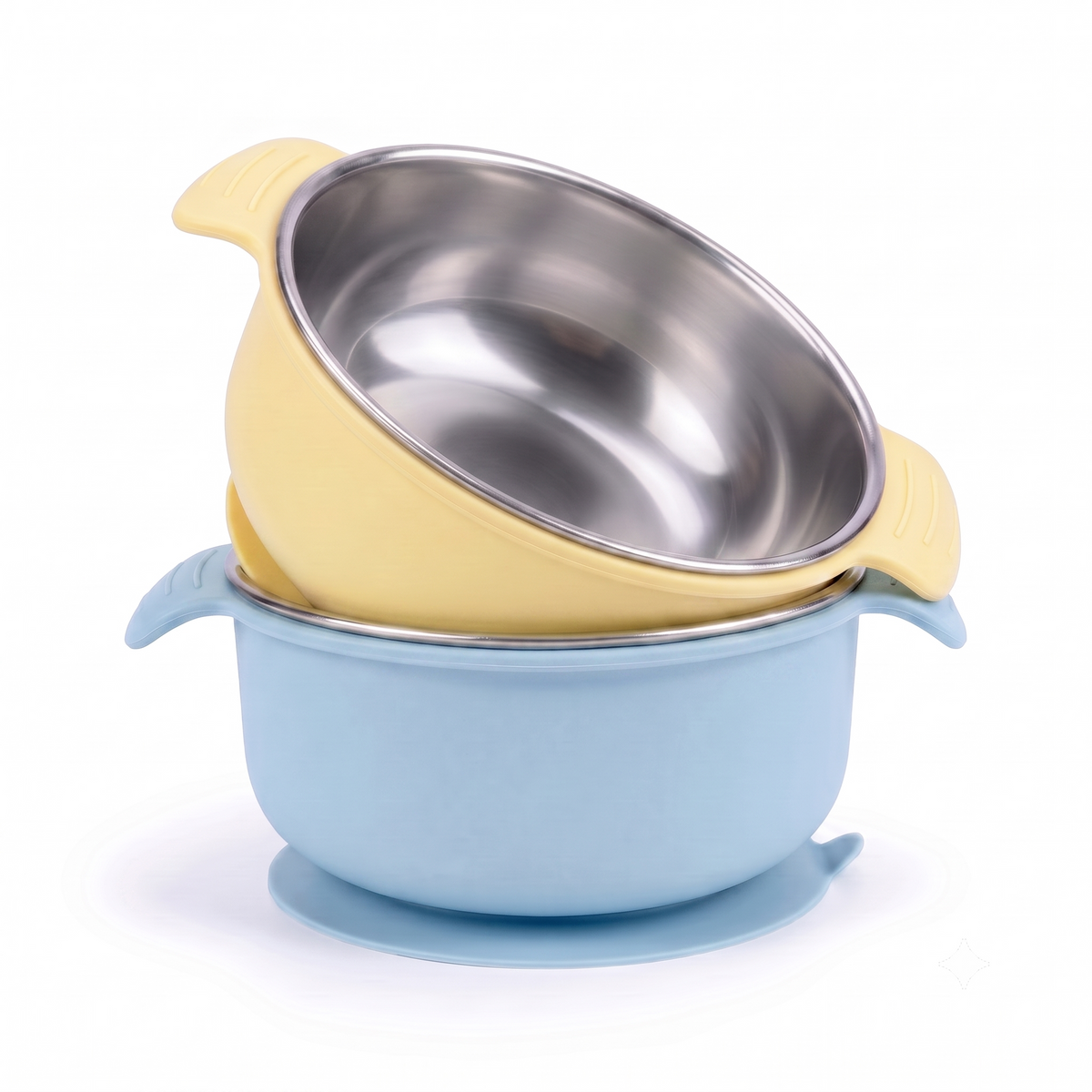 Stainless Steel Suction Bowl Set of 2 (Mocha Mousse & Sage Green)