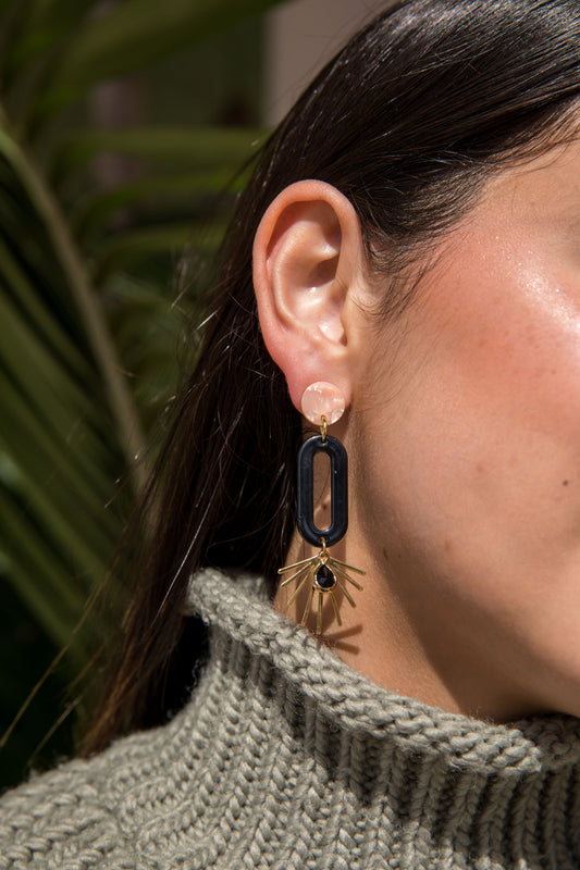 Black Oval Resin Starburst Hoop