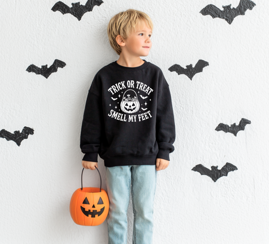 Trick Or Treat Smell My Feet Toddler/Youth Crewneck Sweatshirt - MTO