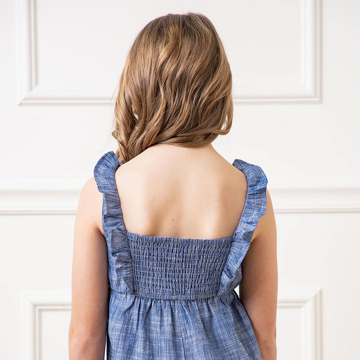 Ruffle Neck Organic Jumpsuit - Chambray