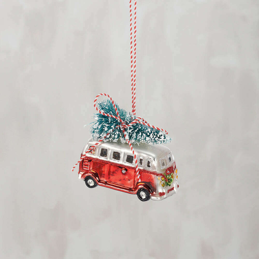 Vintage Bus Glass Ornament