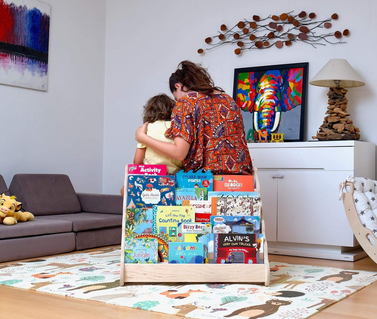 Curved Wooden Bookshelf in Multiple Sizes – Elegant Wave Design