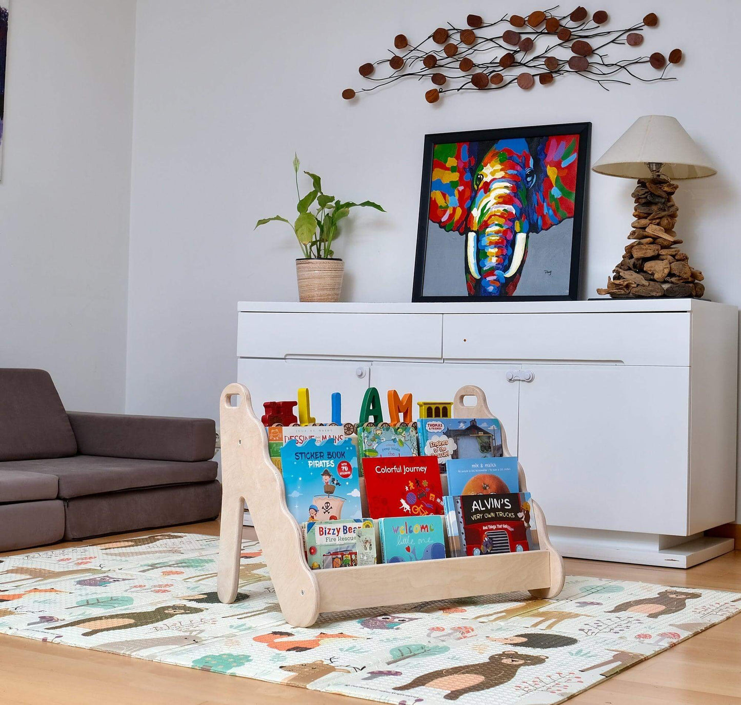 Curved Wooden Bookshelf in Multiple Sizes – Elegant Wave Design