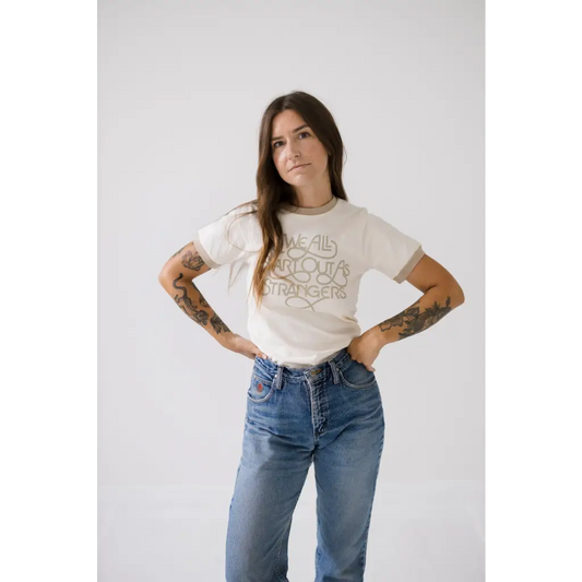 We All Start As Strangers Ringer Tee for Adults