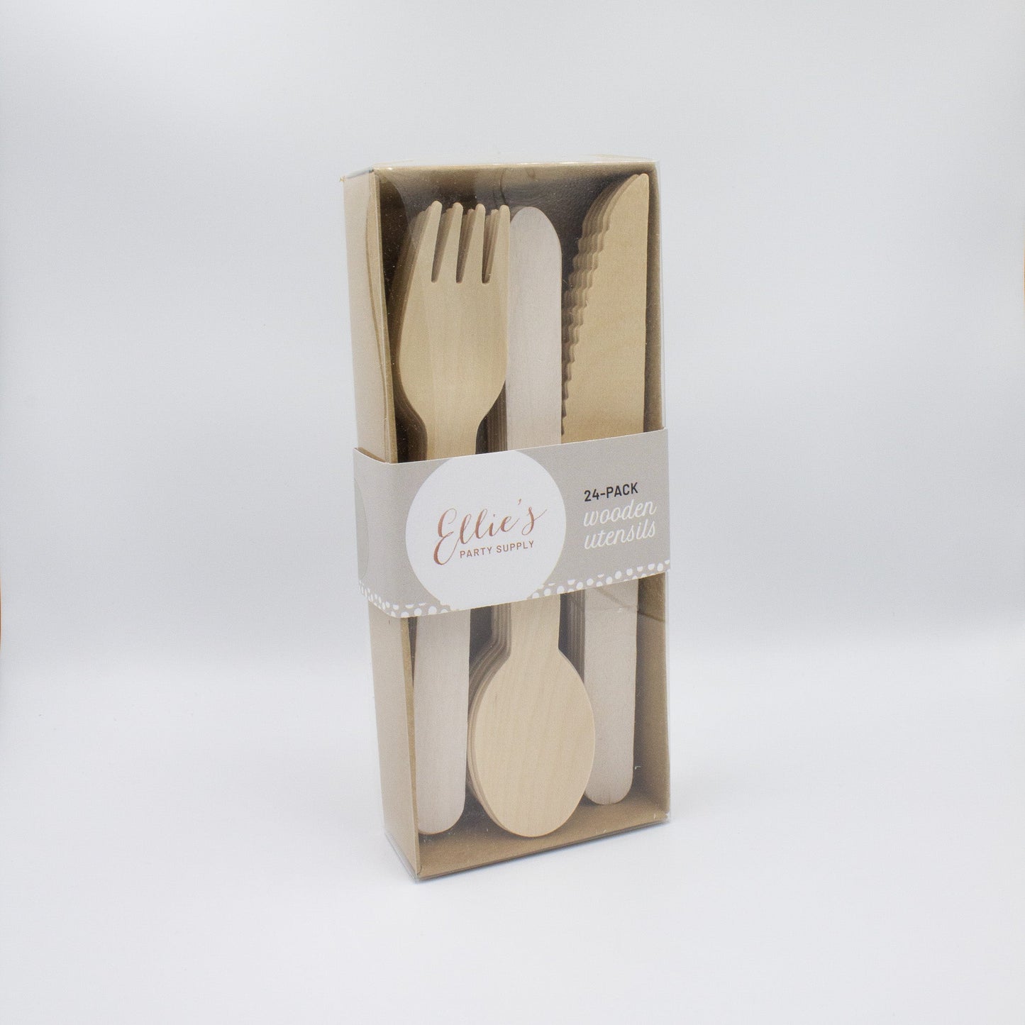 White Wooden Utensil Set – 24ct