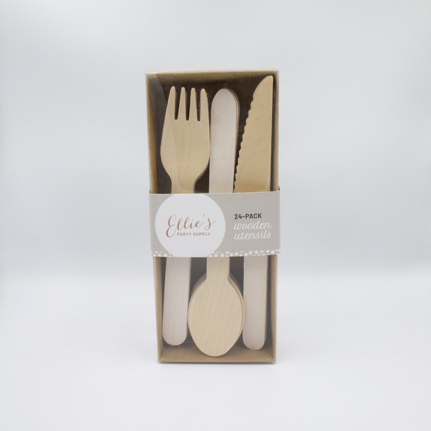 White Wooden Utensil Set – 24ct