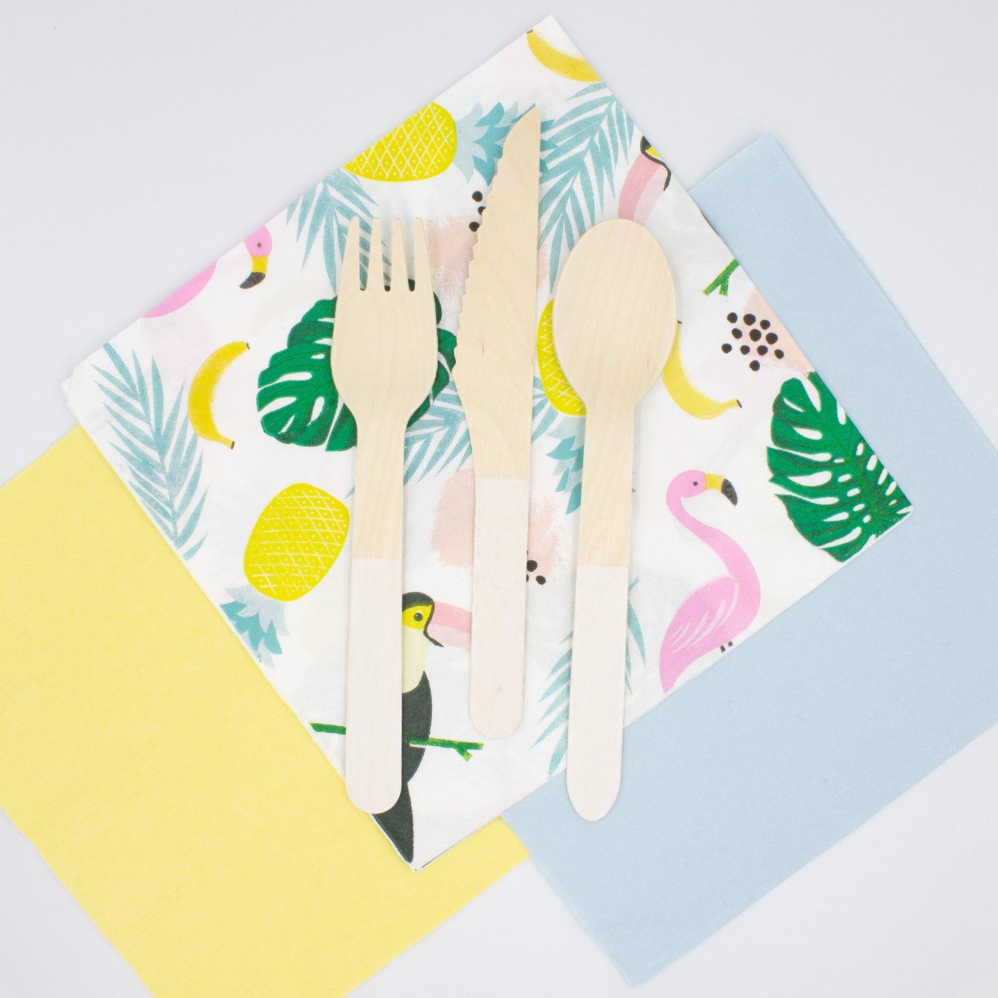 White Wooden Utensil Set – 24ct