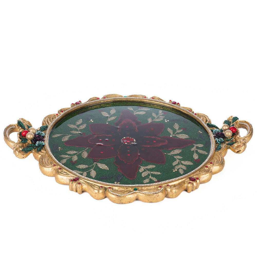 Winter Balsam and Berry Poinsettia Tray | Christmas Decor | Katherine's Collection