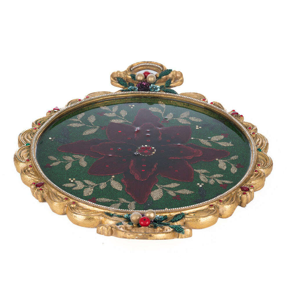 Winter Balsam and Berry Poinsettia Tray | Christmas Decor | Katherine's Collection