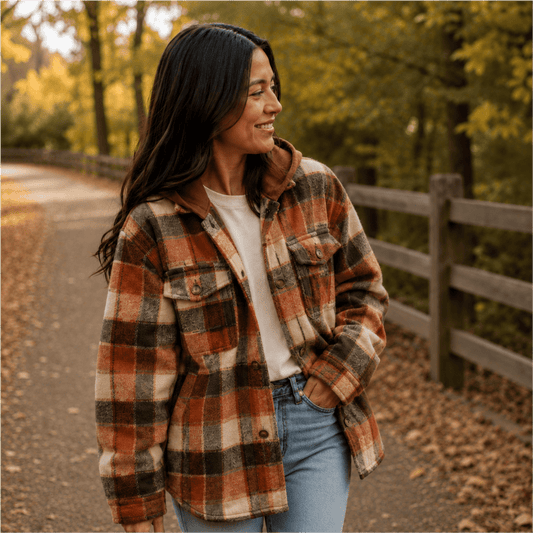 Brown & Rust Plaid Flannel - Adult