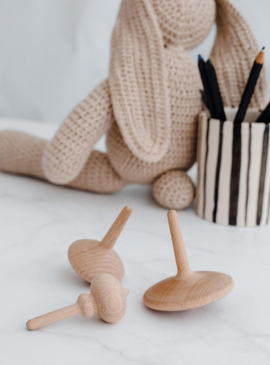 Wooden Spinning Top Three Little Woodies - Wood