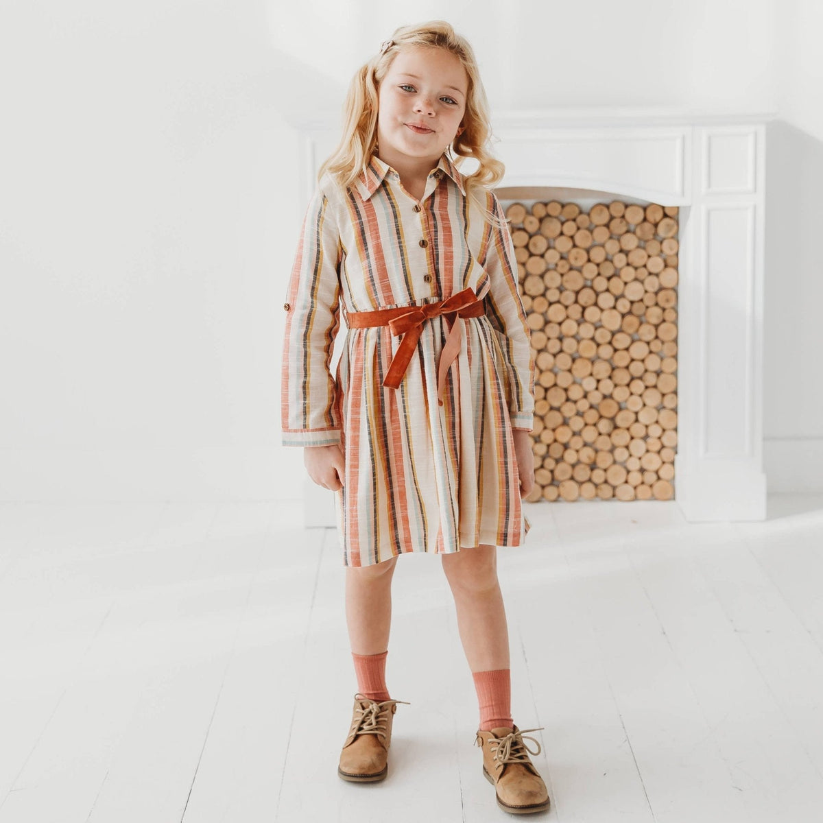 Yarn Dyed Striped Shirt Dress