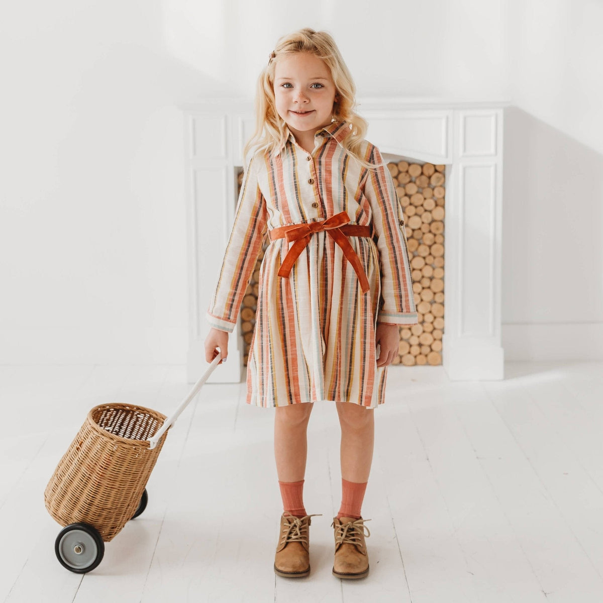 Yarn Dyed Striped Shirt Dress