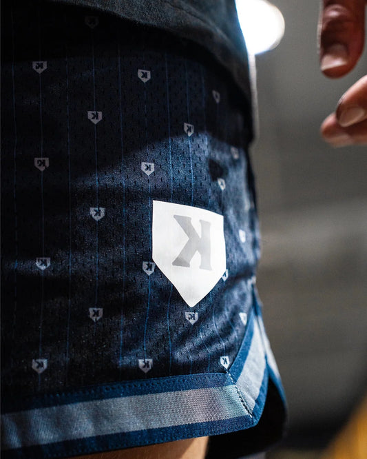 Mesh Pinstripe Shorts - Navy/Gray