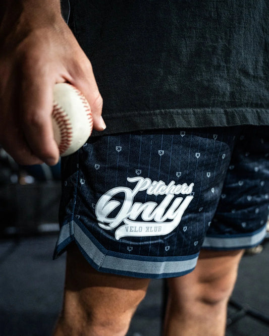 Mesh Pinstripe Shorts - Navy/Gray