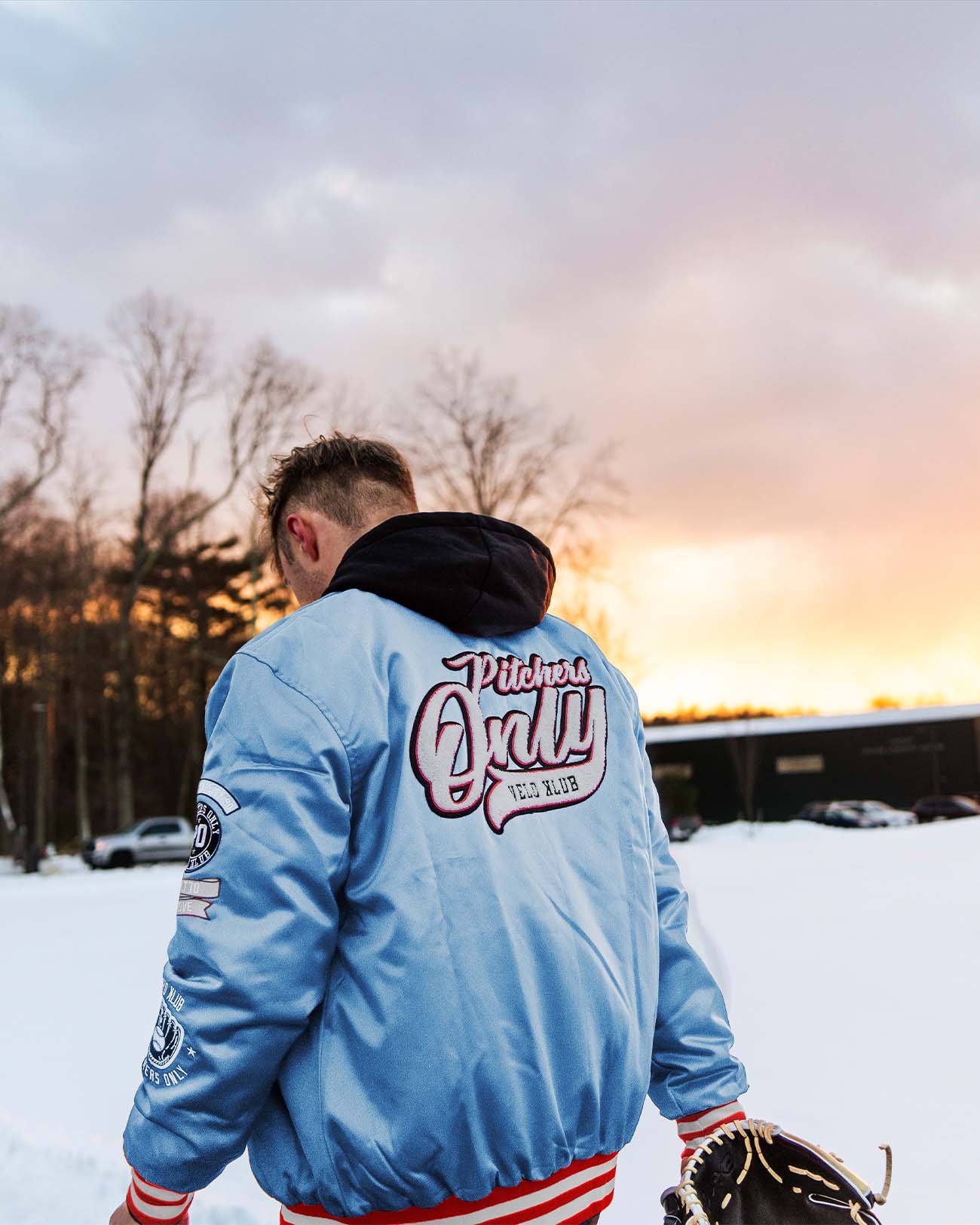 YOUTH Sky Blue/Red Velo Klub Bullpen Jacket