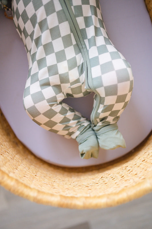 Zipper Romper - Jade Checker