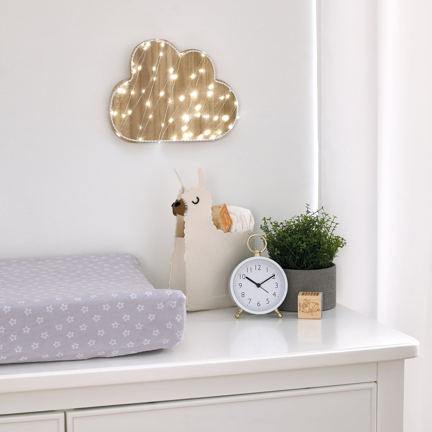 Cloud Shaped Lighted LED Natural Wood Wall Decor